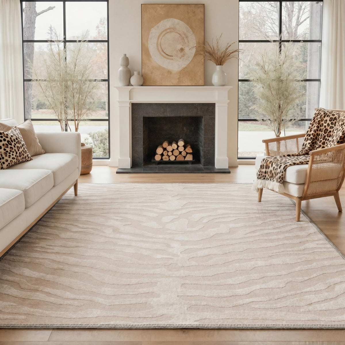 Bavni Zebra Print Rugs 5x7 Washable Area Carpet for Bedroom Living Room