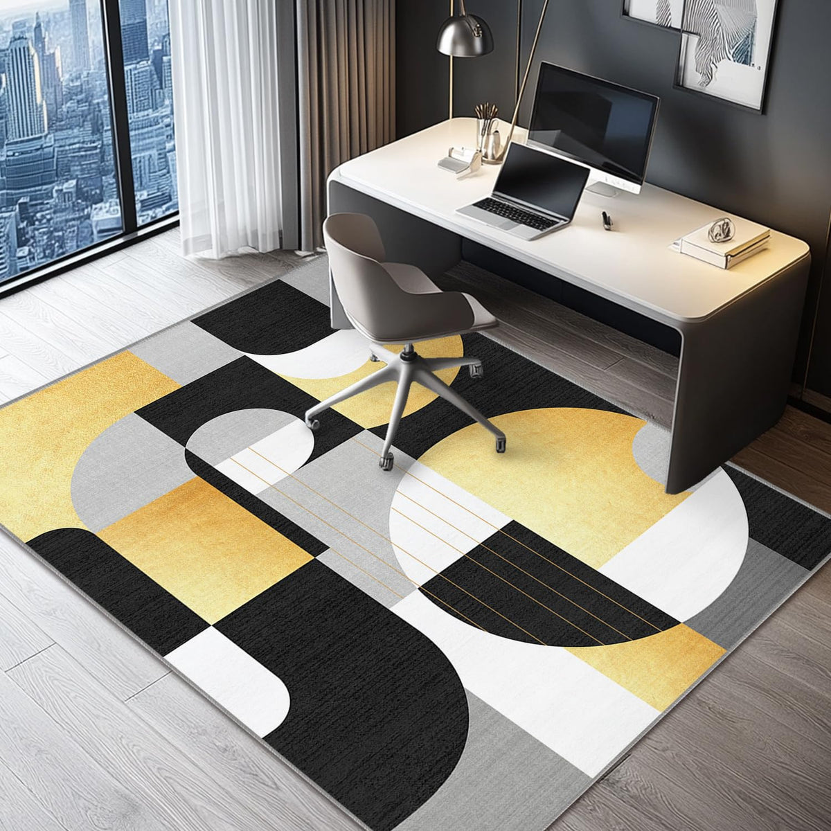 5x7 Area Rug Colorful Boho Geometric Carpet Modern Abstract Large Rug for Living Room Bedroom Machine Washable Non-Slip Rug for Dining Room Kids Playroom Office
