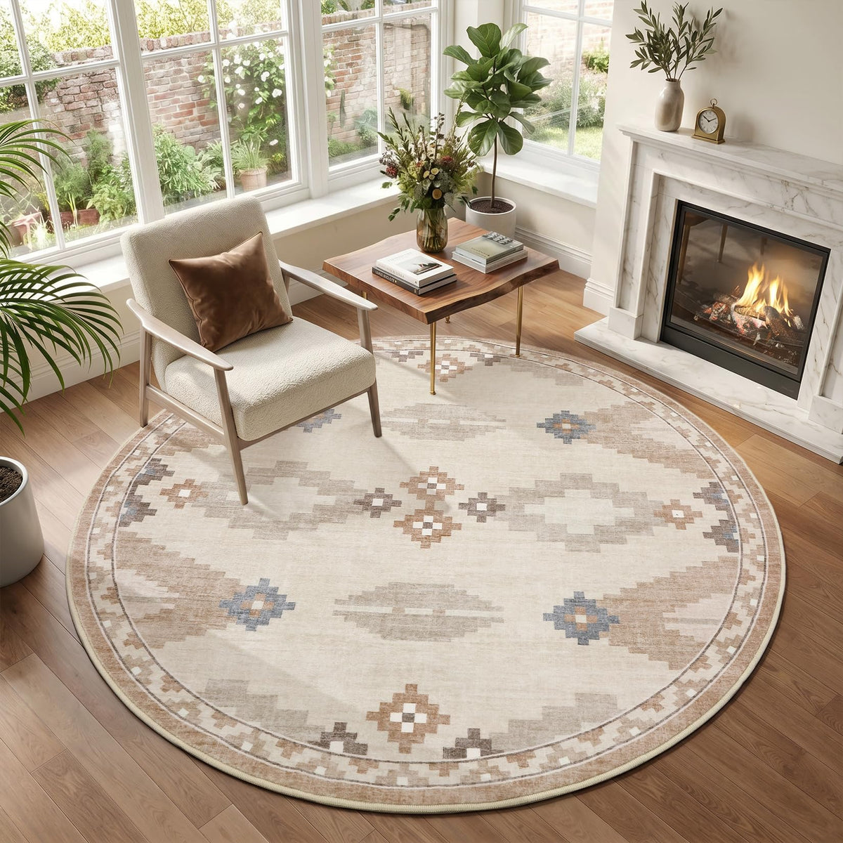 GarveeHome Modern Geometric Bedroom Washable 4x6 Small Living Room Rugs
