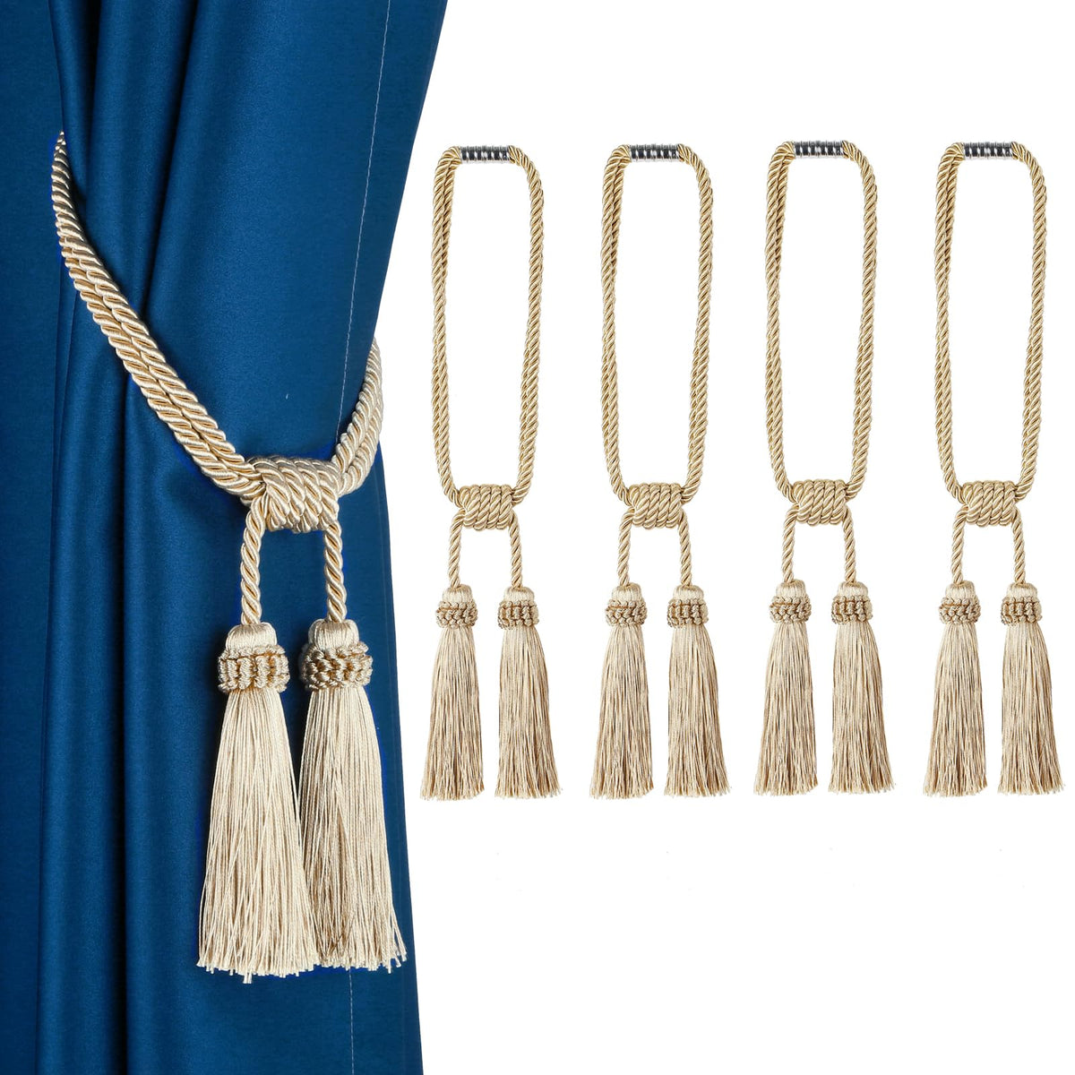 Magnetic Curtain Tiebacks Handmade Tassel Drapery Holdback,2P