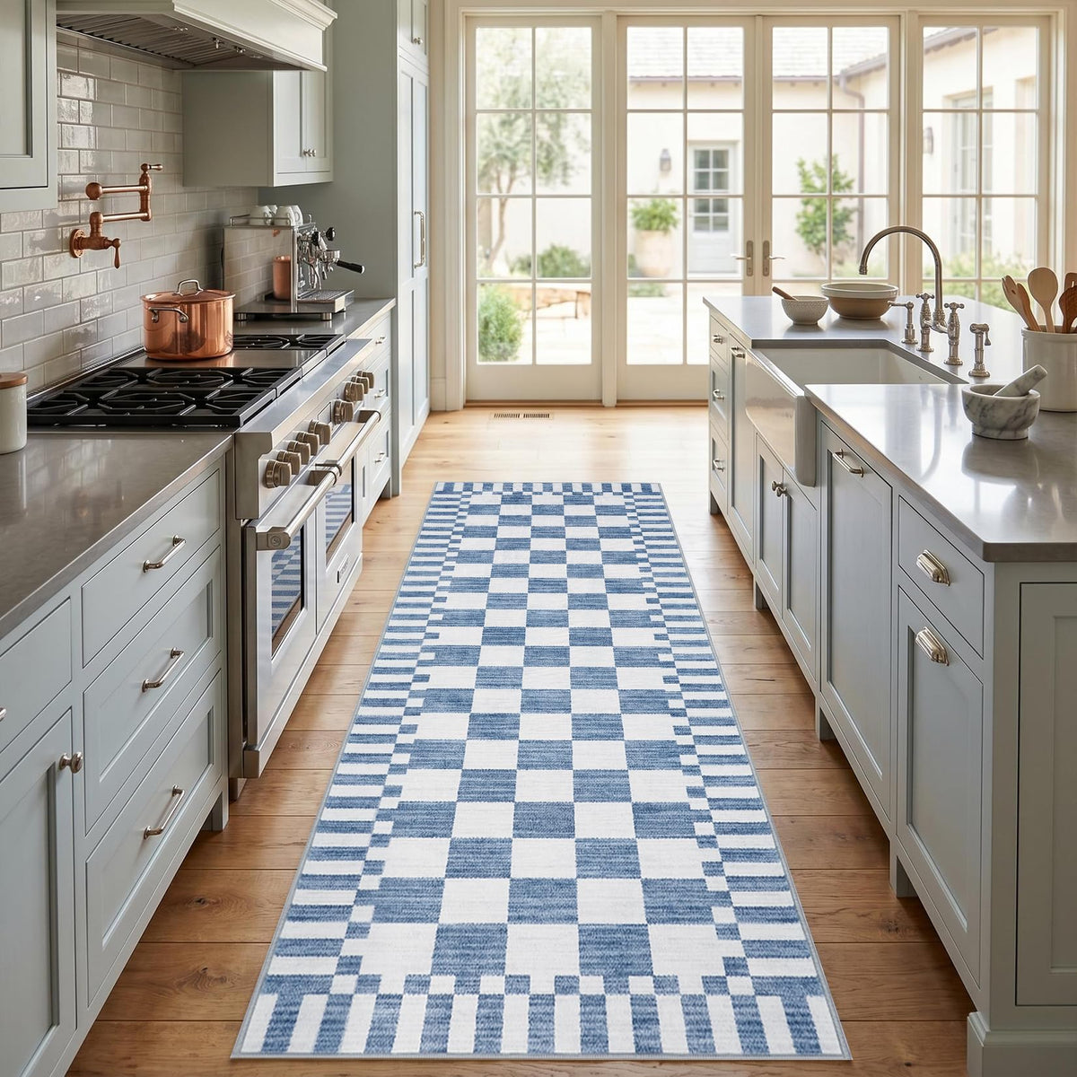 GarveeHome Brown Checkered Rug 5x7 Area Rugs Washable Living Room 5x7 Rug
