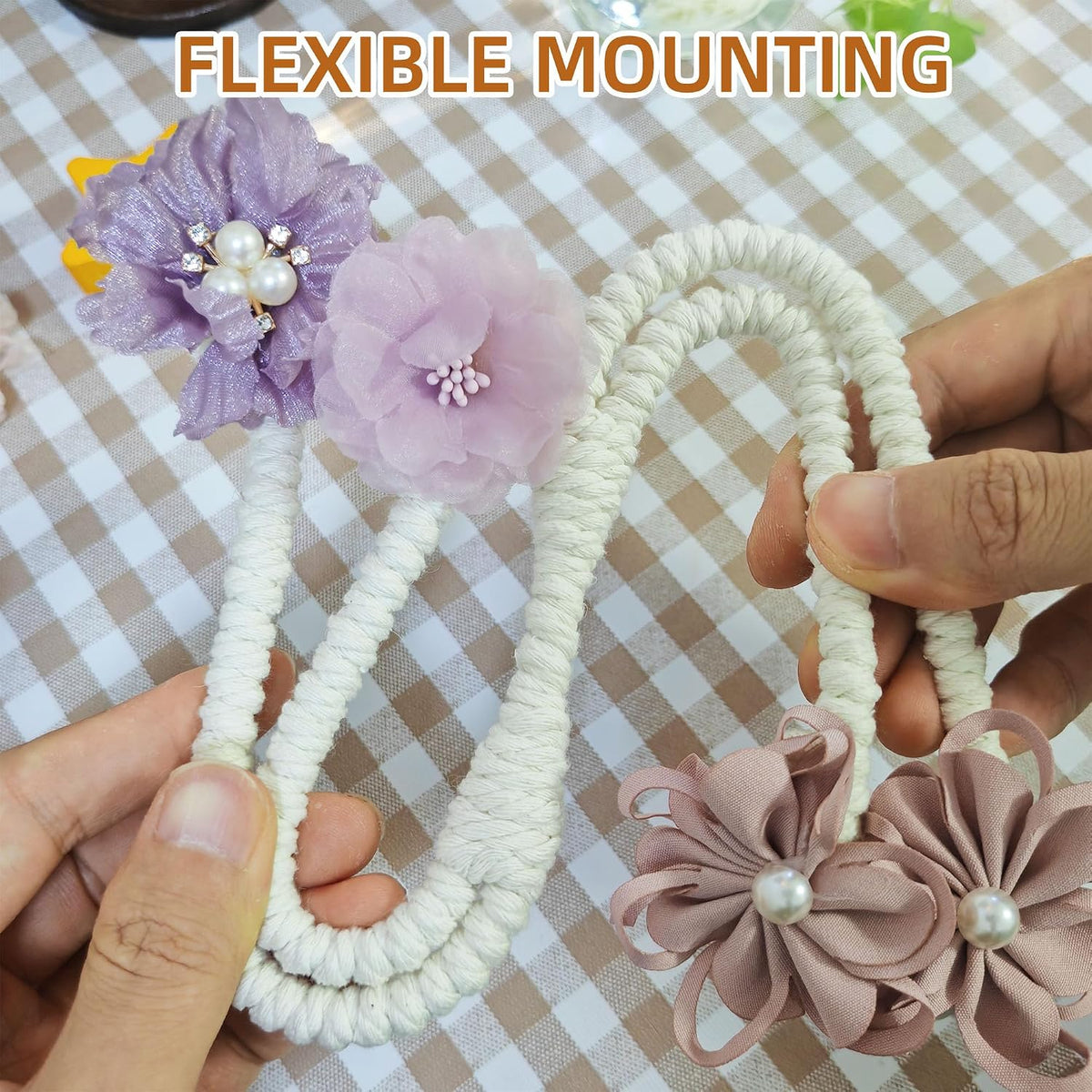 Flower Curtain Tiebacks - 2 Pack No Drill Decorative Holdbacks