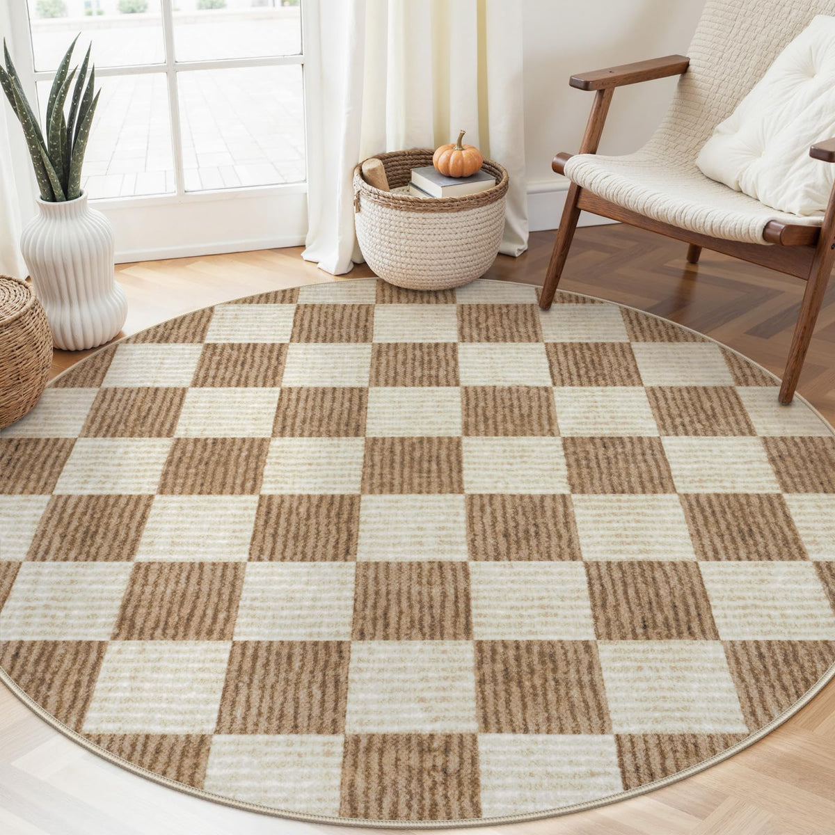 LIVEBOX 8x10 Area Rugs for Living Room, Checkered Non-Slip Washable Rugs, Farmhouse Neutral Classic Geometric Large Boys Area Rug for Bedroom, Carpet for Living Dining Room Office(Sage Green,8'x10')