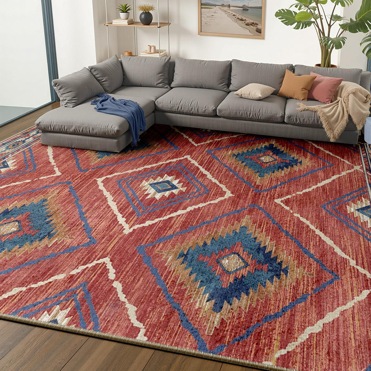 BESTSWEETIE 5'x7' Washable Area Rug for Living Room Bedroom Yellowbrown