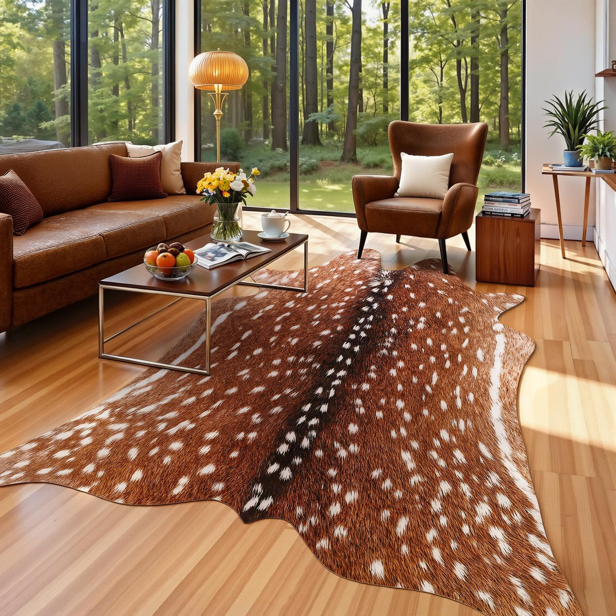 AROGAN Premium Leopard Print Rug, Faux Cheetah Rugs, Non-Slip 4.6 x 5.2 Ft