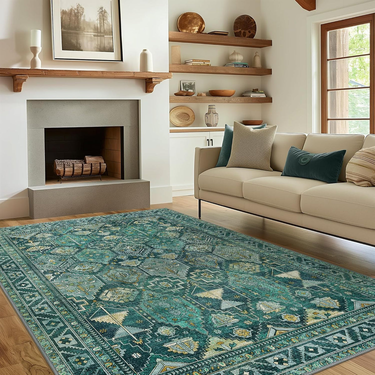 8x10 Area Rug Washable Rug for Living Room Bedroom Non Slip Carpet Taupe