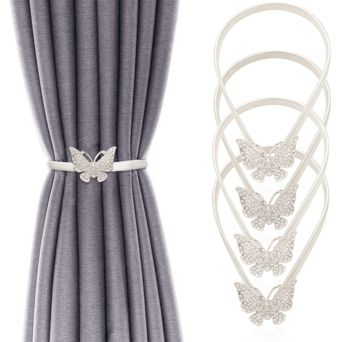 4Pack Curtain Tiebacks Aluminum Alloy Spring Design Curtain Holdback Leaf Carving Design Curtain Ties for Drapes Curtain Ties Backs Curtain Modern Style Curtain Holdback Decor(Gold Leaf)
