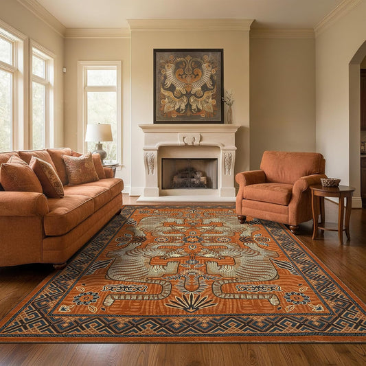GarveeHome Tiger 8x10 Area Rugs Boho Washable Vintage Non Slip Living Room