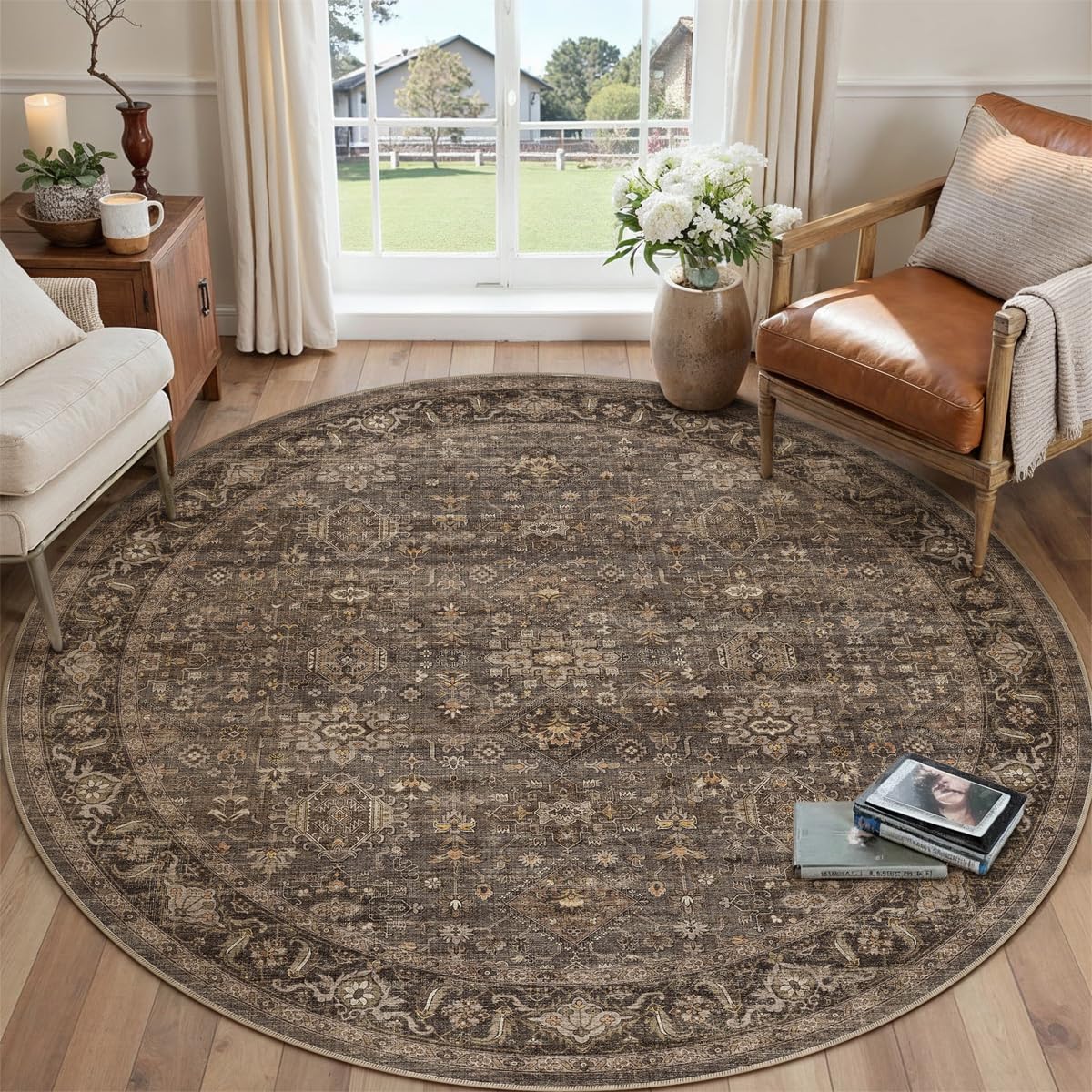 8x10 Dark Brown Vintage Area Rug
