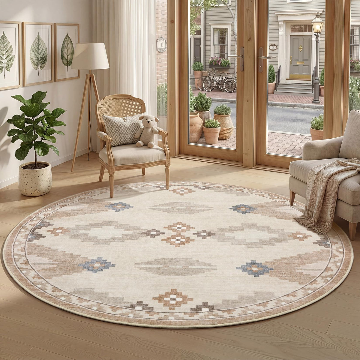 GarveeHome Modern Geometric Bedroom Washable 4x6 Small Living Room Rugs