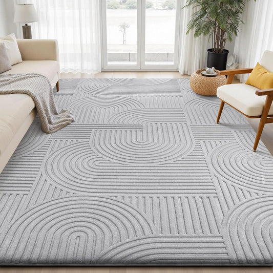 Sour Lemon Area Rugs 9x12 Living Room Bedroom, Grey Rug Large Carpet