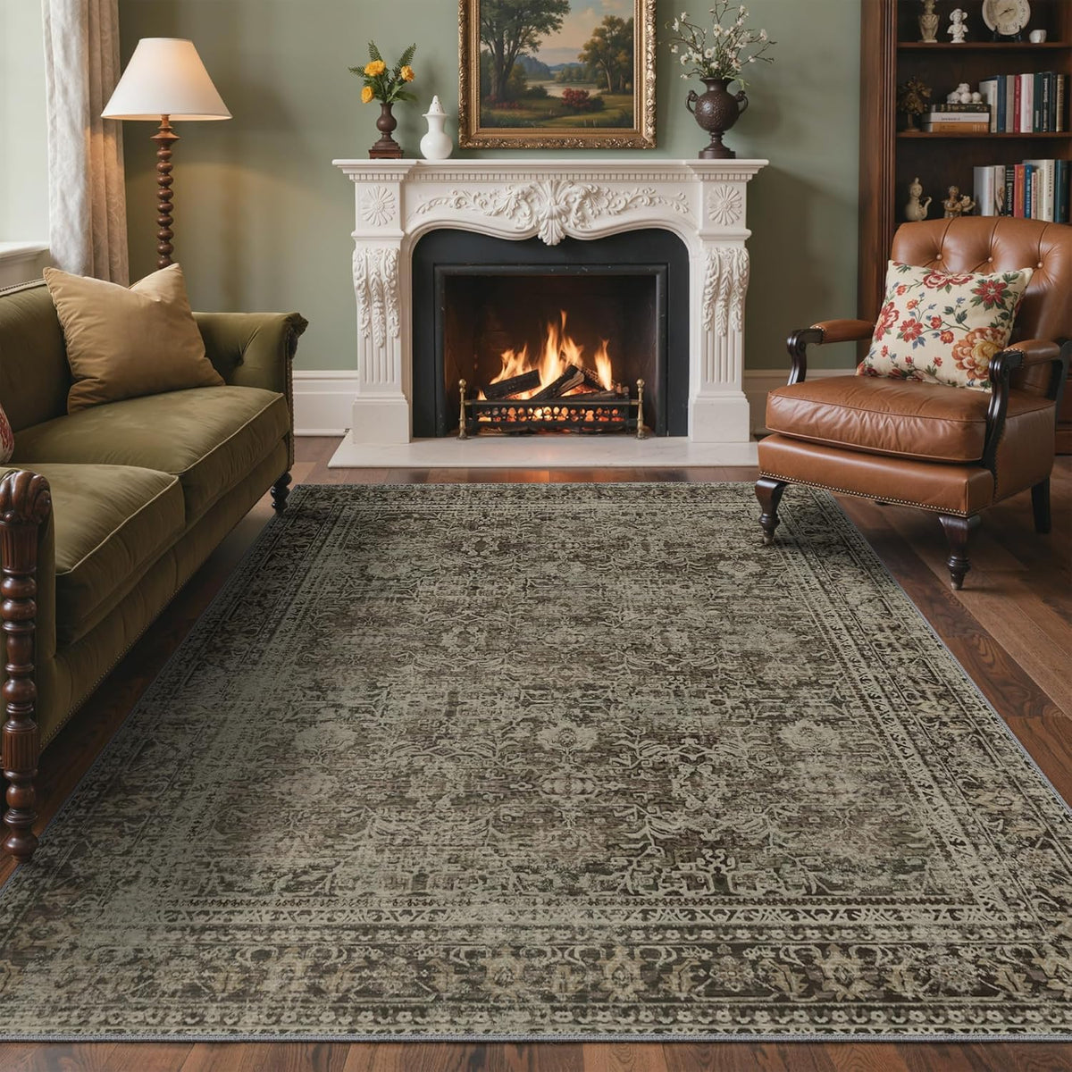 8x10 Area Rug Washable Rug for Living Room Bedroom Non Slip Carpet Taupe