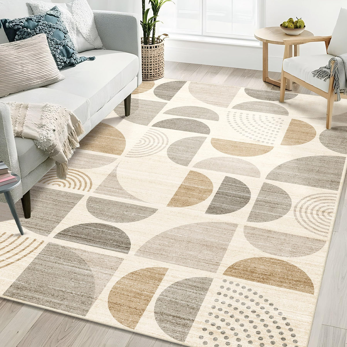 MUJOO 5x7 Area Rugs Washable,Boho Rugs Non Slip Modern Abstract Large
