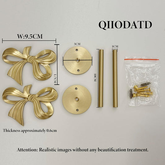 Brass Curtain Holdbacks (2 Pack) Gold Curtain Tieback Curtain Holders Backs Wall Hooks Pull Backs for Wall Mounted Home Decoration (Bow)