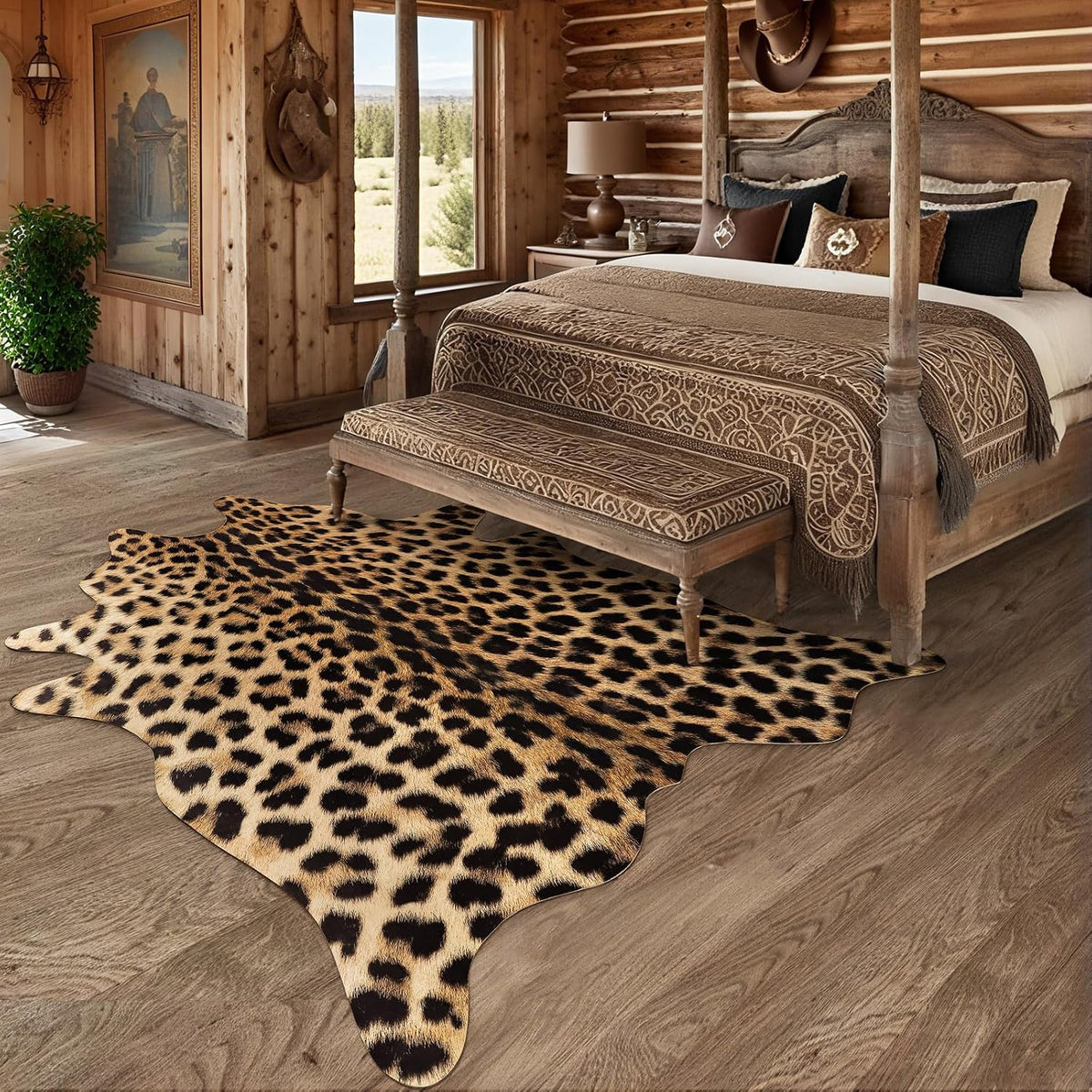 AROGAN Premium Leopard Print Rug, Faux Cheetah Rugs, Non-Slip 4.6 x 5.2 Ft
