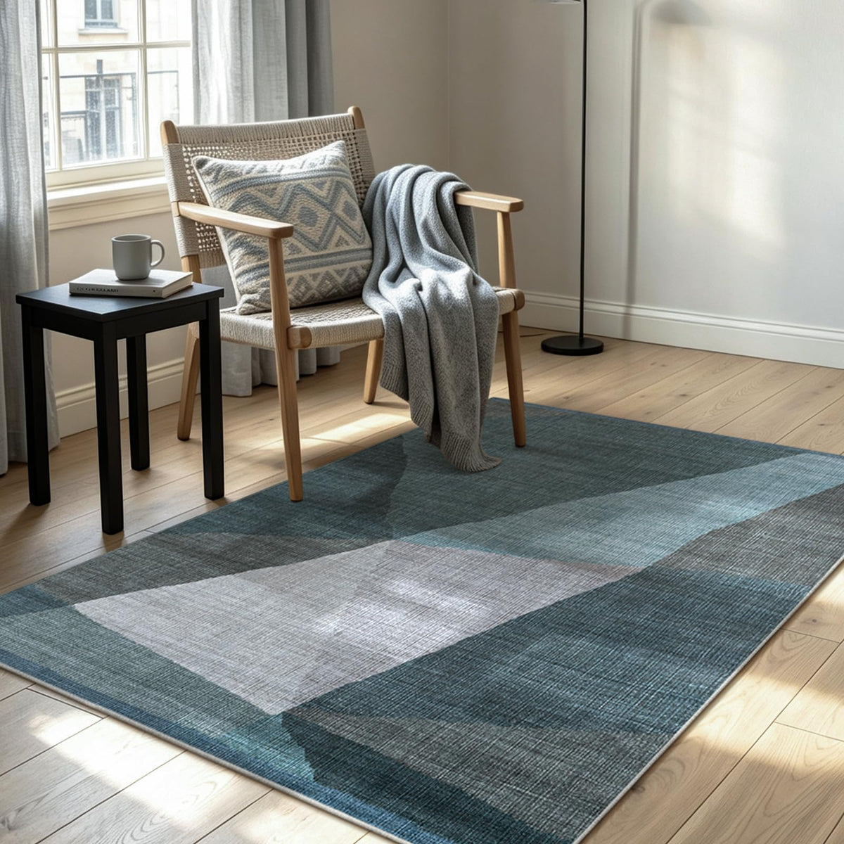 YIHOUSE Geometric Area Rug, Washable Non-Slip Low Pile, Brown, 5 x 7 ft