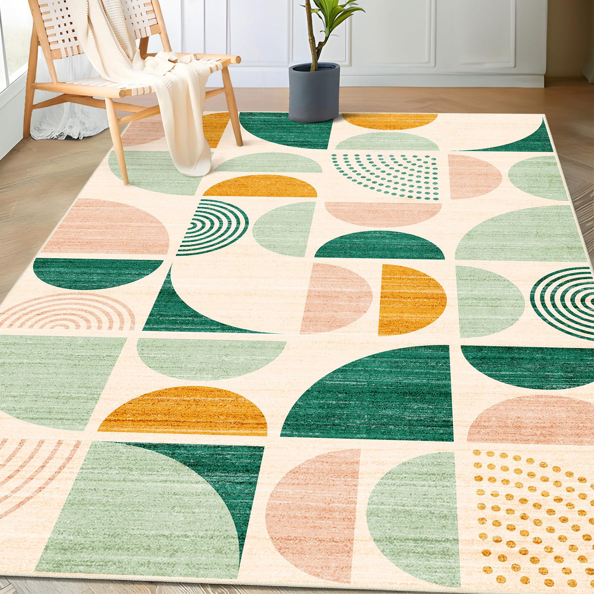 MUJOO 5x7 Area Rugs Washable,Boho Rugs Non Slip Modern Abstract Large