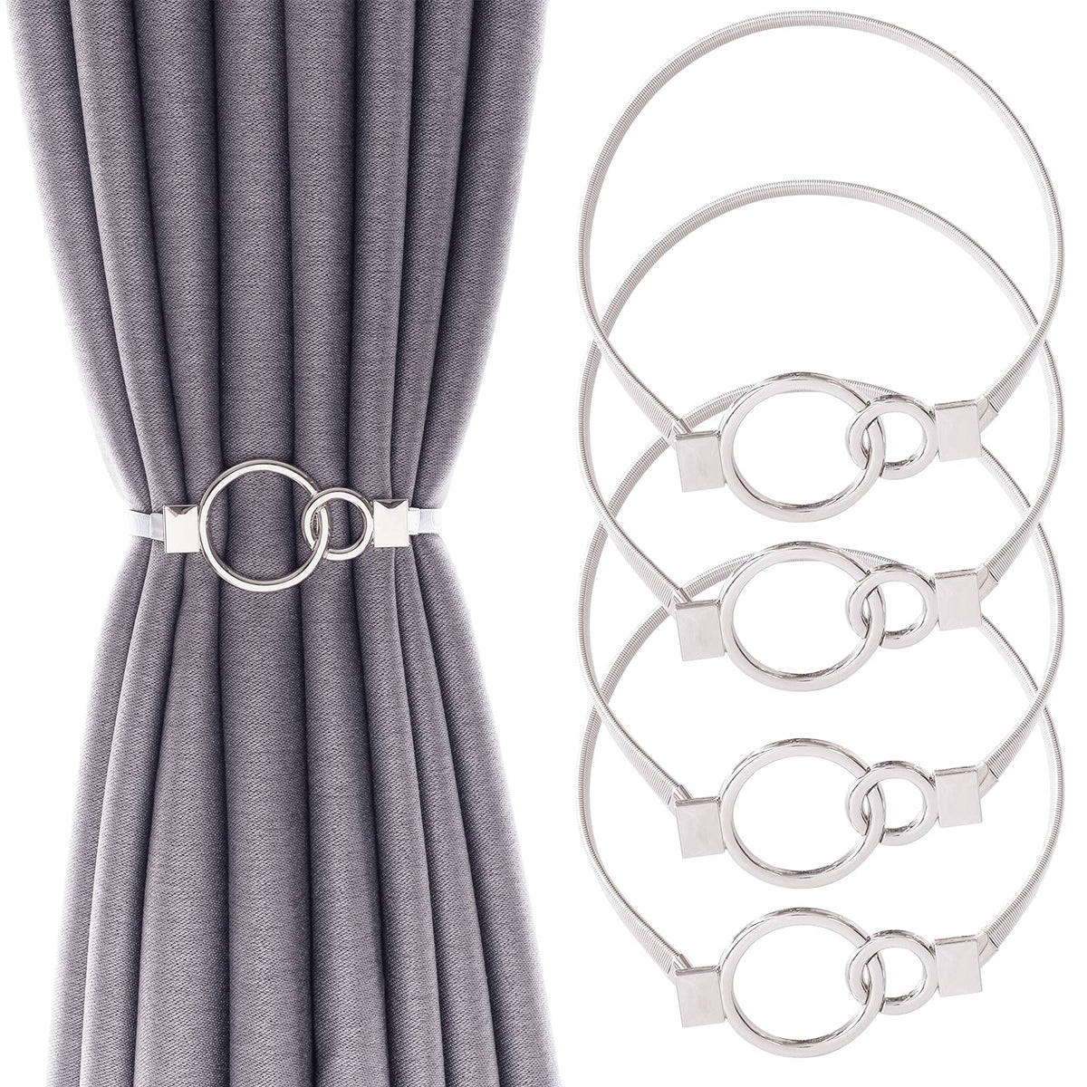 4Pack Curtain Tiebacks Aluminum Alloy Spring Design Curtain Holdback Leaf Carving Design Curtain Ties for Drapes Curtain Ties Backs Curtain Modern Style Curtain Holdback Decor(Gold Leaf)