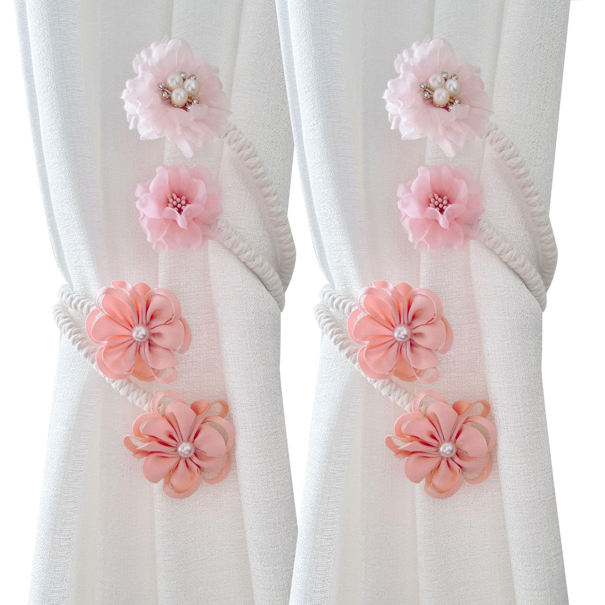 Flower Curtain Tiebacks - 2 Pack No Drill Decorative Holdbacks
