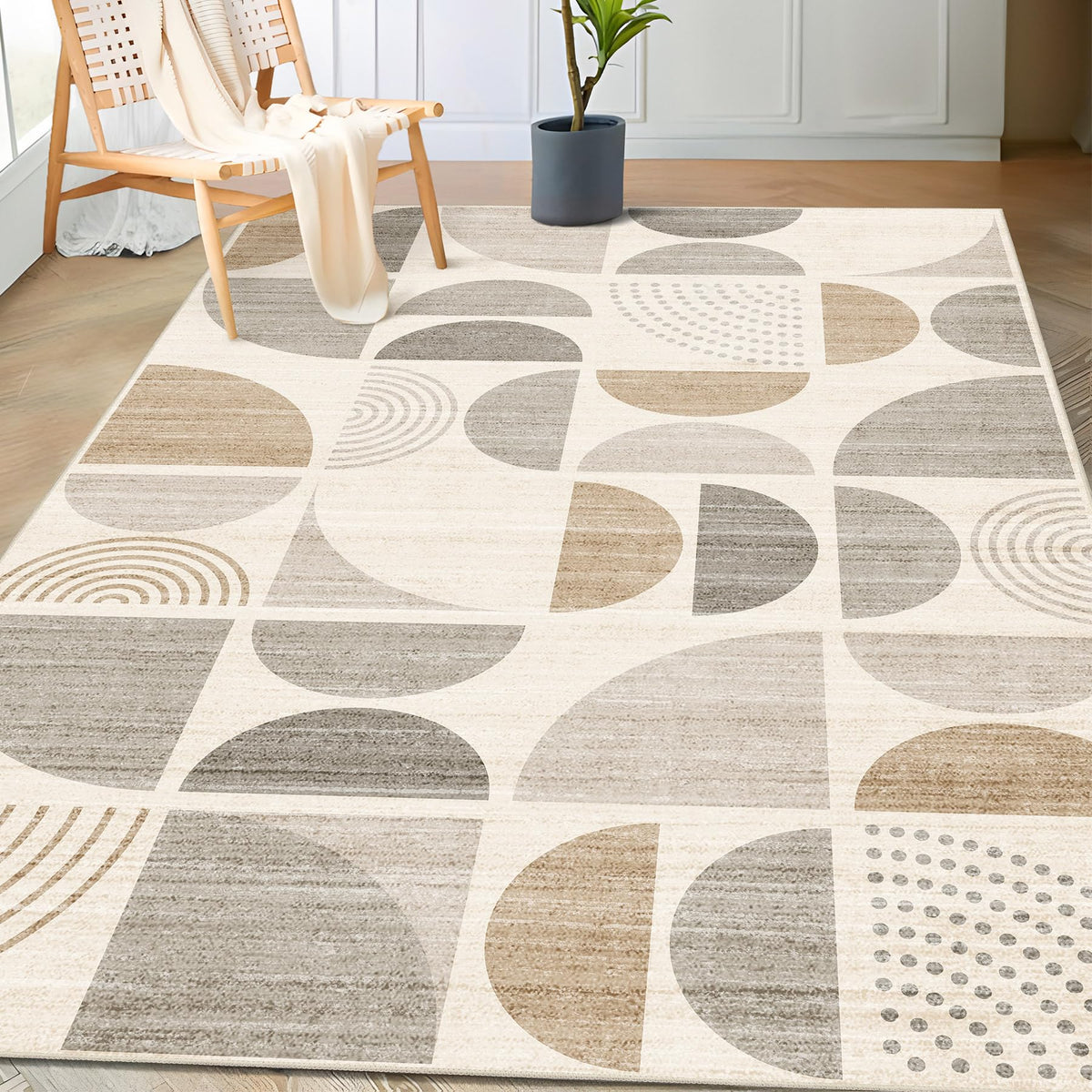 MUJOO 5x7 Area Rugs Washable,Boho Rugs Non Slip Modern Abstract Large