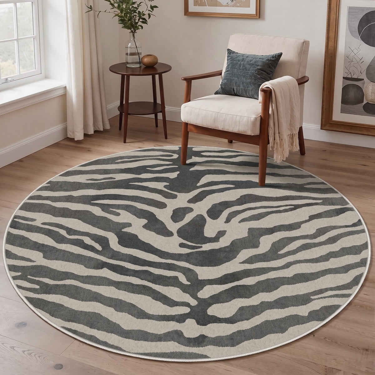 Bavni Zebra Print Rugs 5x7 Washable Area Carpet for Bedroom Living Room