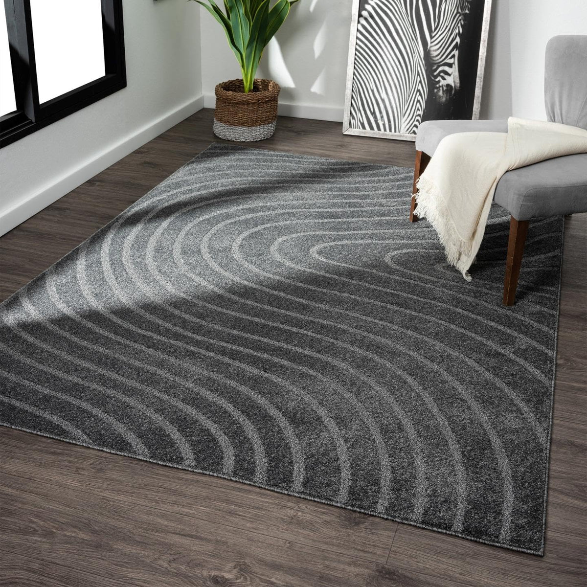 LUXE WEAVERS Modern Geometric Wave Cream 6x9 Area Rug