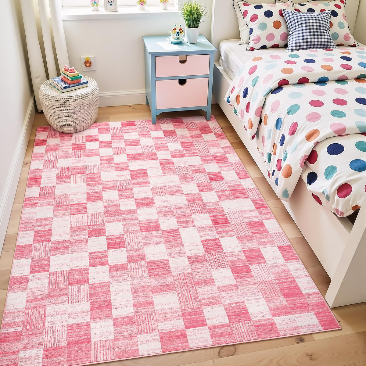 Terrug Multicolored Geometric Checkered Rug for Living Room, 5x7 Area Rugs
