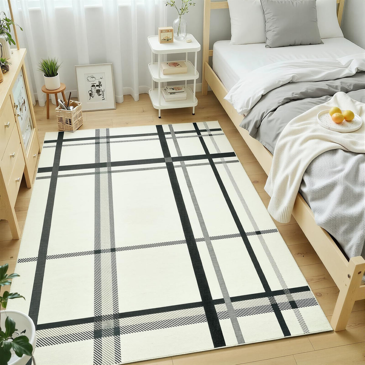 Terrug Multicolored Geometric Checkered Rug for Living Room, 5x7 Area Rugs