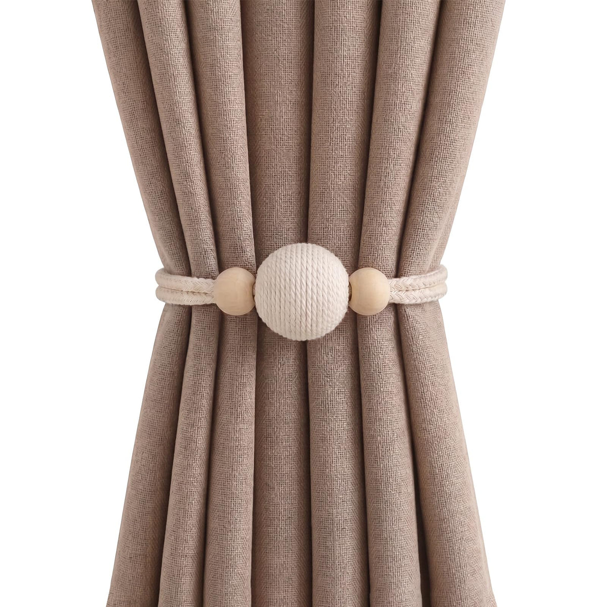 2 Pack Magnetic Curtain Tiebacks, Minimalist Curtain Holdbacks (Brown)