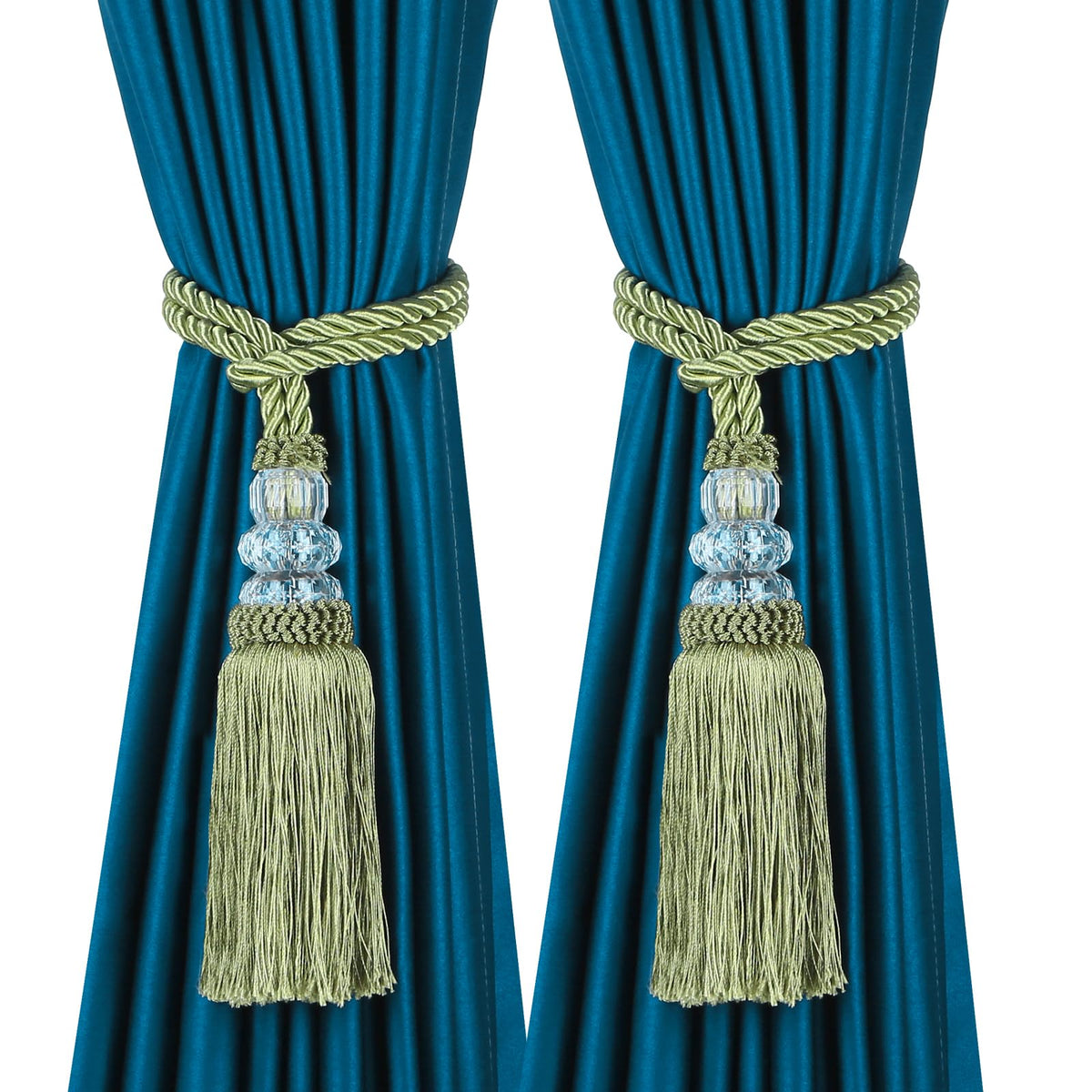 2 Pack Curtain Tiebacks with Tassel, White
