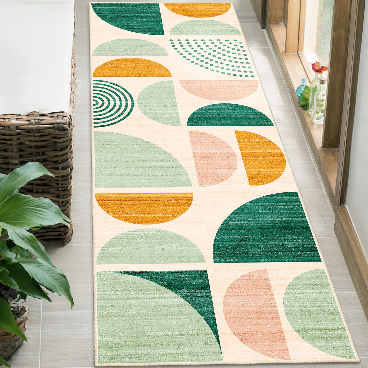 MUJOO 5x7 Area Rugs Washable,Boho Rugs Non Slip Modern Abstract Large