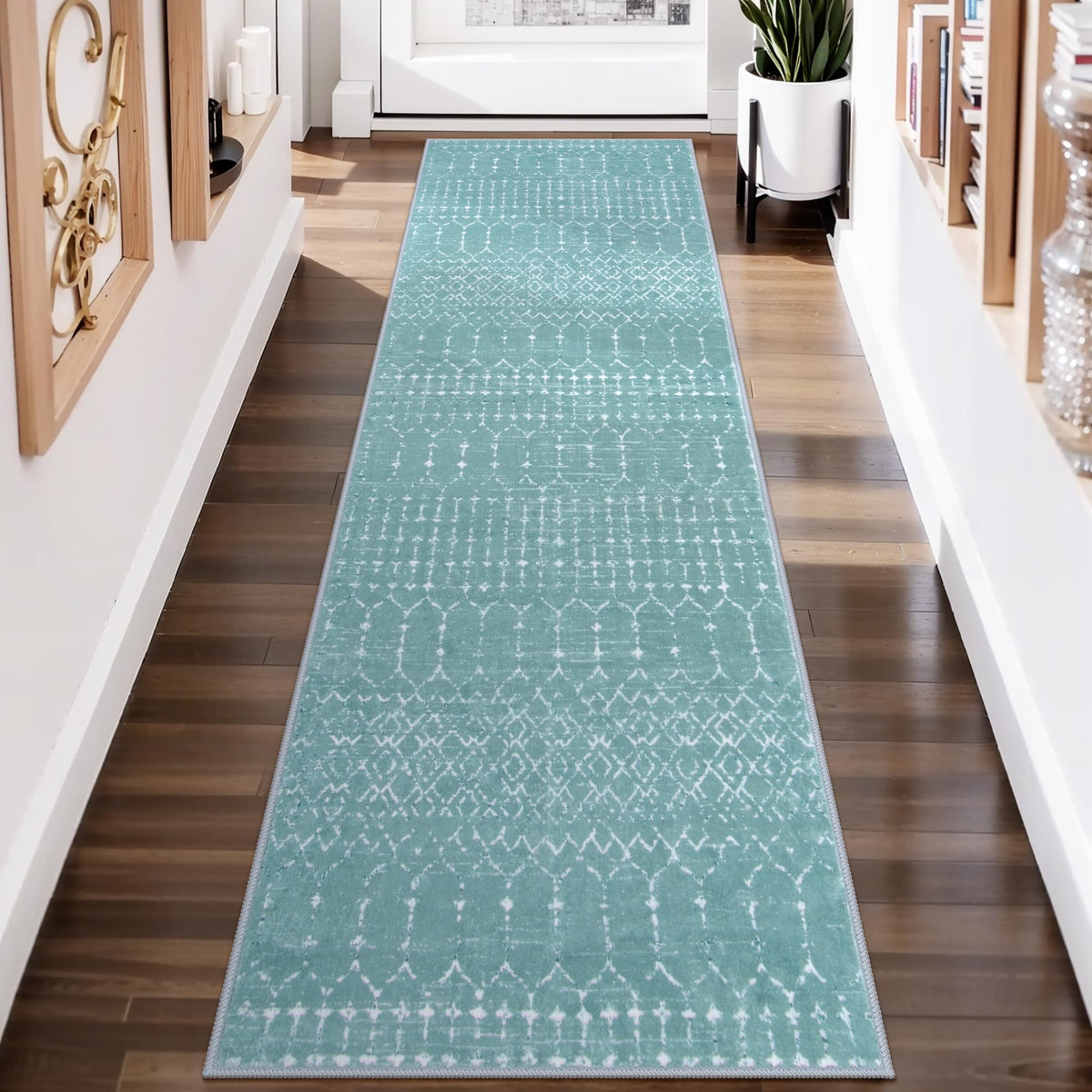 Lahome Moroccan Black Area Rug for Living Room 3x5 Non-Slip Washable Stain Resistant Large Kitchen Rugs Throw Low-Profile Soft Bedroom Carpet Geometric Print Rug for Entryway Dining Room Hana