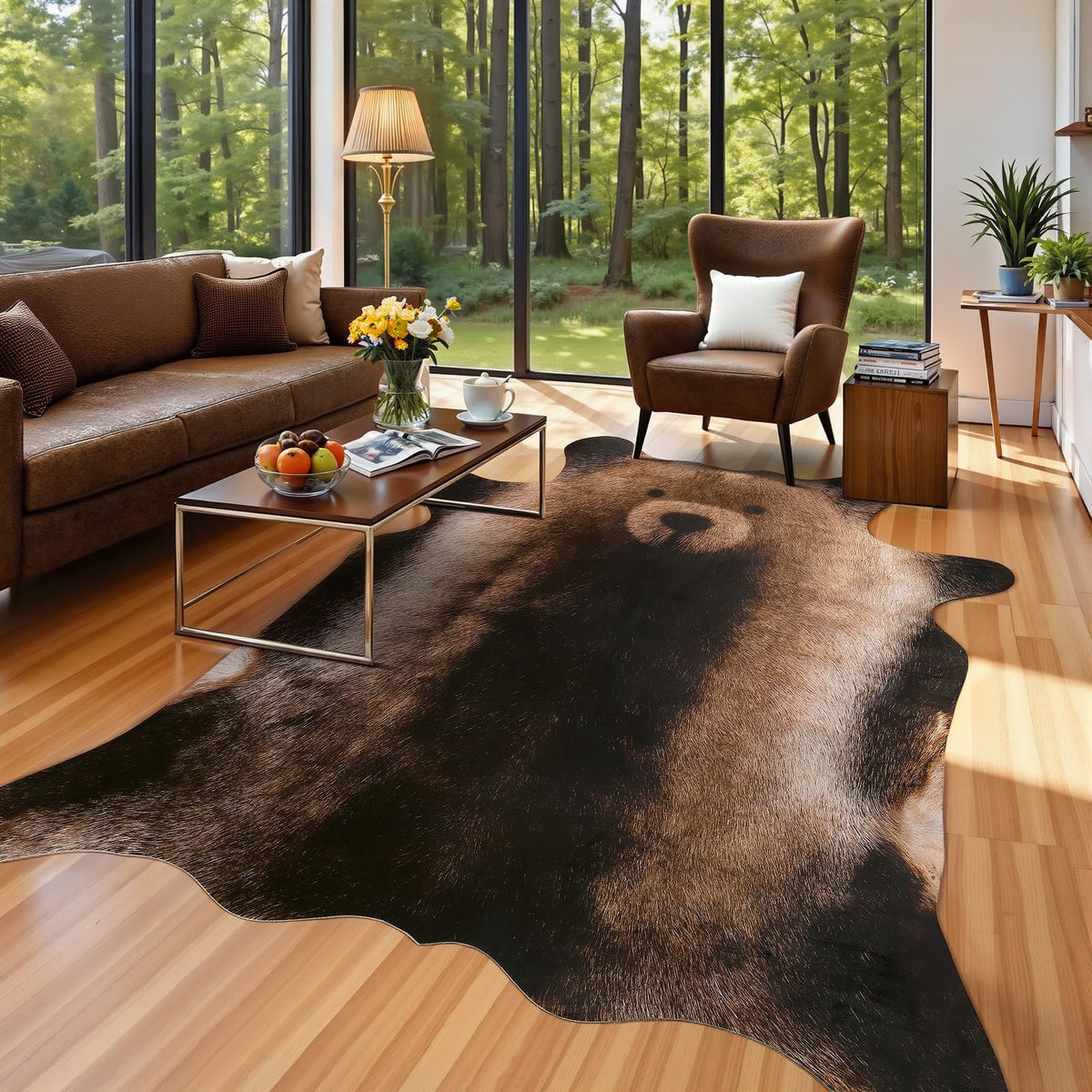 AROGAN Premium Leopard Print Rug, Faux Cheetah Rugs, Non-Slip 4.6 x 5.2 Ft