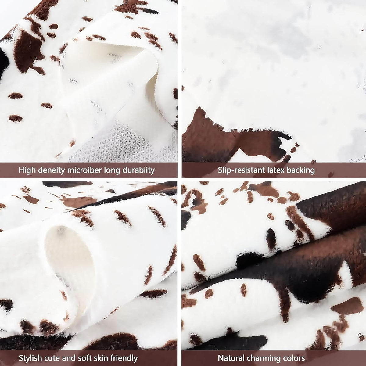 Sgizoku Cow Print Rug - 3.6x2.5 Feet Cow Hide Rugs Faux Cowhide Rug Cute Area Rug Fun Western Room Decor Cow Rugs for Living Room Bedroom Non-Slip Brown(43 inches x 29 inches)