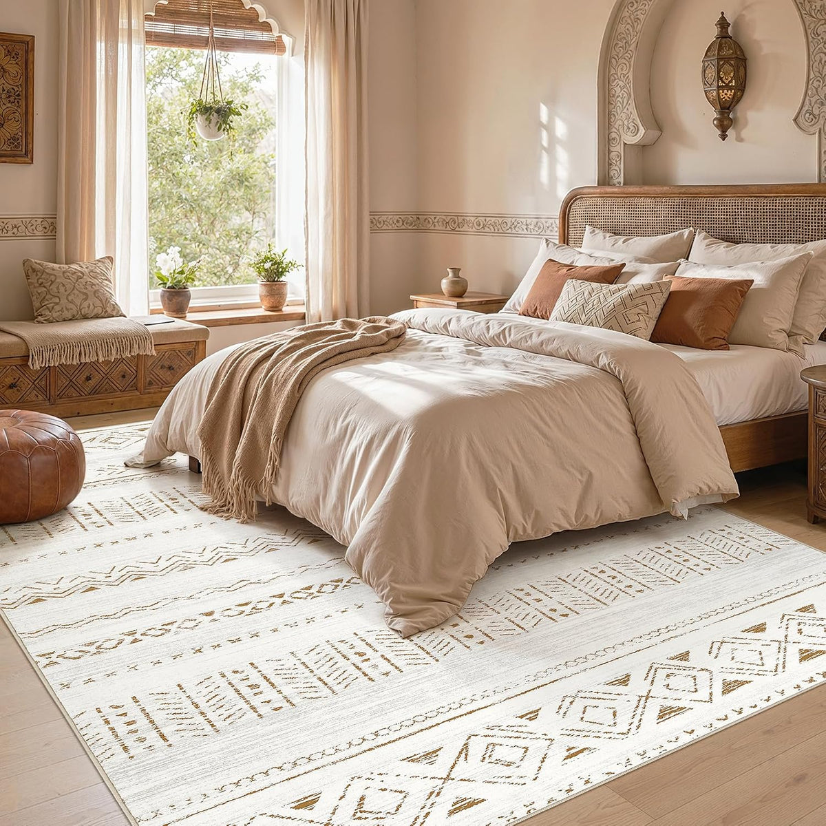cotiled 6x9 Area Rugs for Living Room: Boho Washable Rug for Dining Room