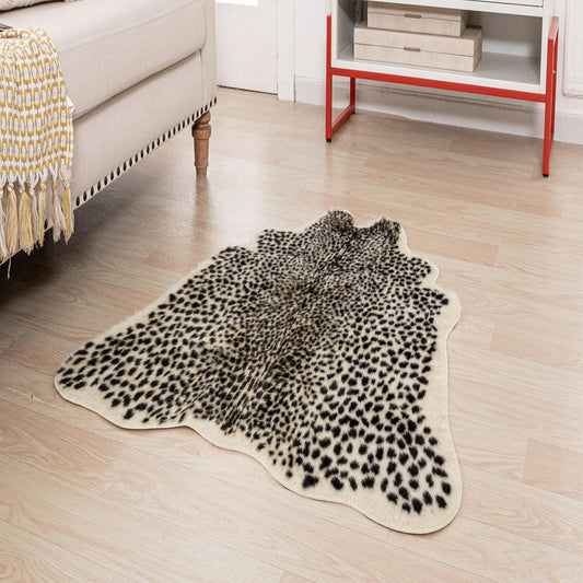 Seek4comfortable Leopard Print Rug Faux Cowhide Cheetah Skin Rug Home Decor