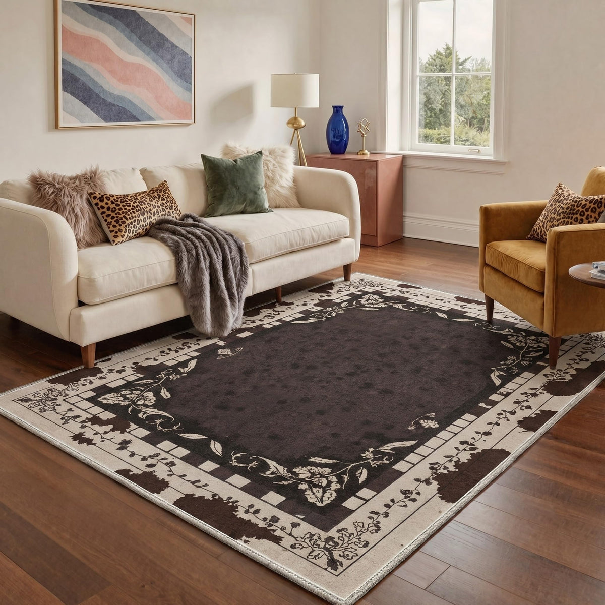 Bavni Leopard Rug 5x7 Cheetah Animal Print Rug Washable Jungle Rugs Blue