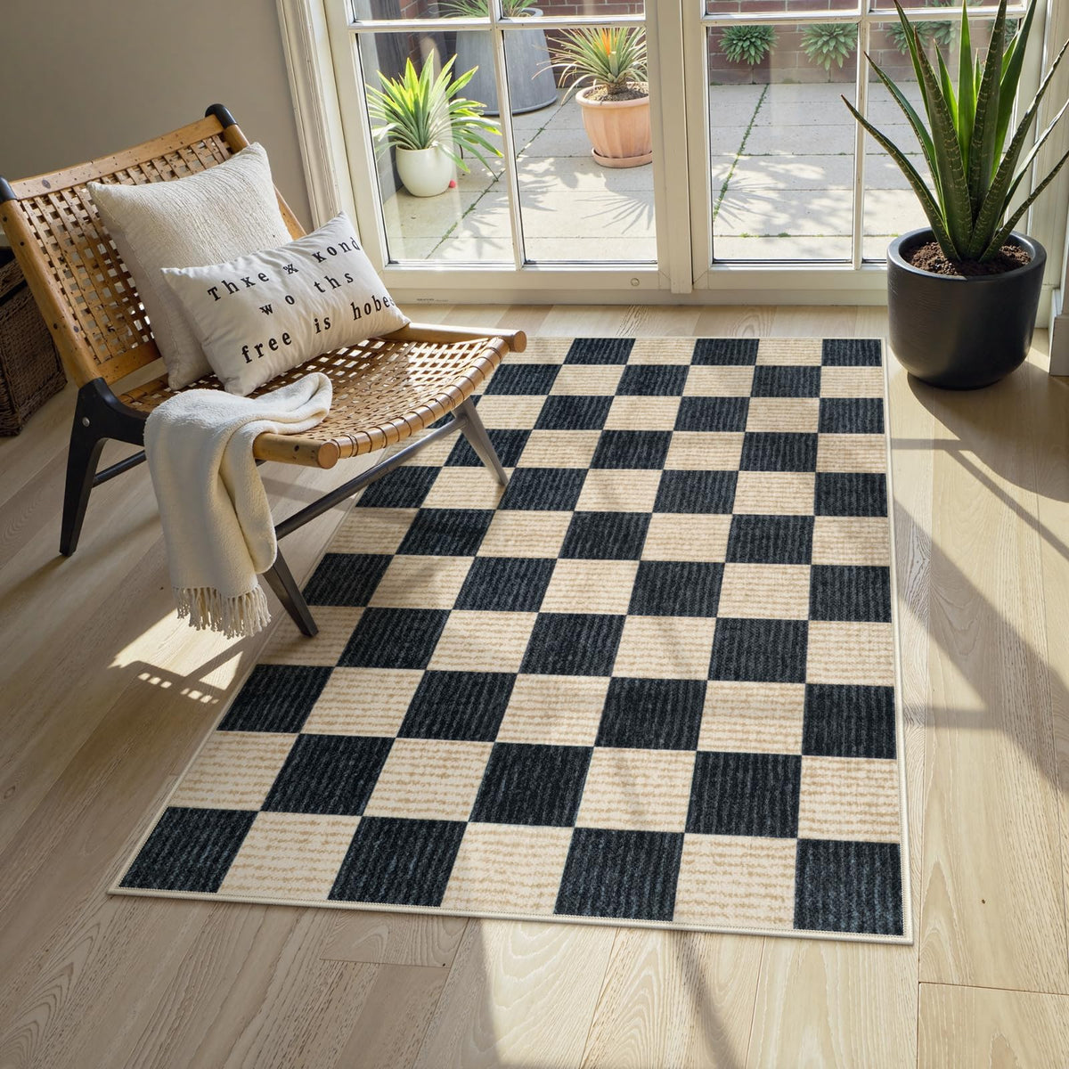 LIVEBOX 8x10 Area Rugs for Living Room, Checkered Non-Slip Washable Rugs, Farmhouse Neutral Classic Geometric Large Boys Area Rug for Bedroom, Carpet for Living Dining Room Office(Sage Green,8'x10')