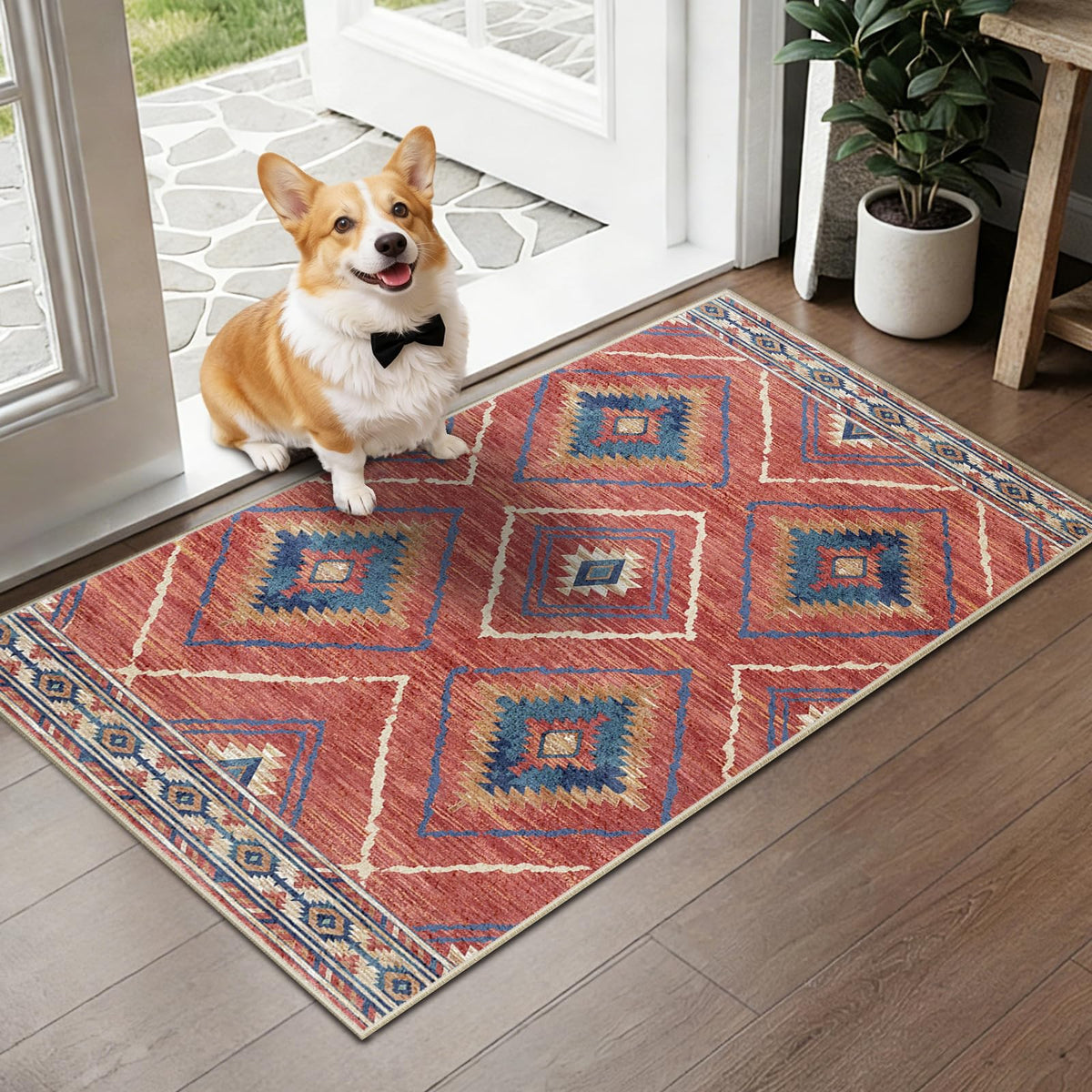 BESTSWEETIE 5'x7' Washable Area Rug for Living Room Bedroom Yellowbrown
