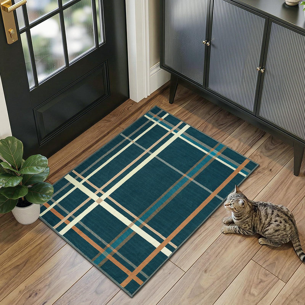 Terrug Multicolored Geometric Checkered Rug for Living Room, 5x7 Area Rugs