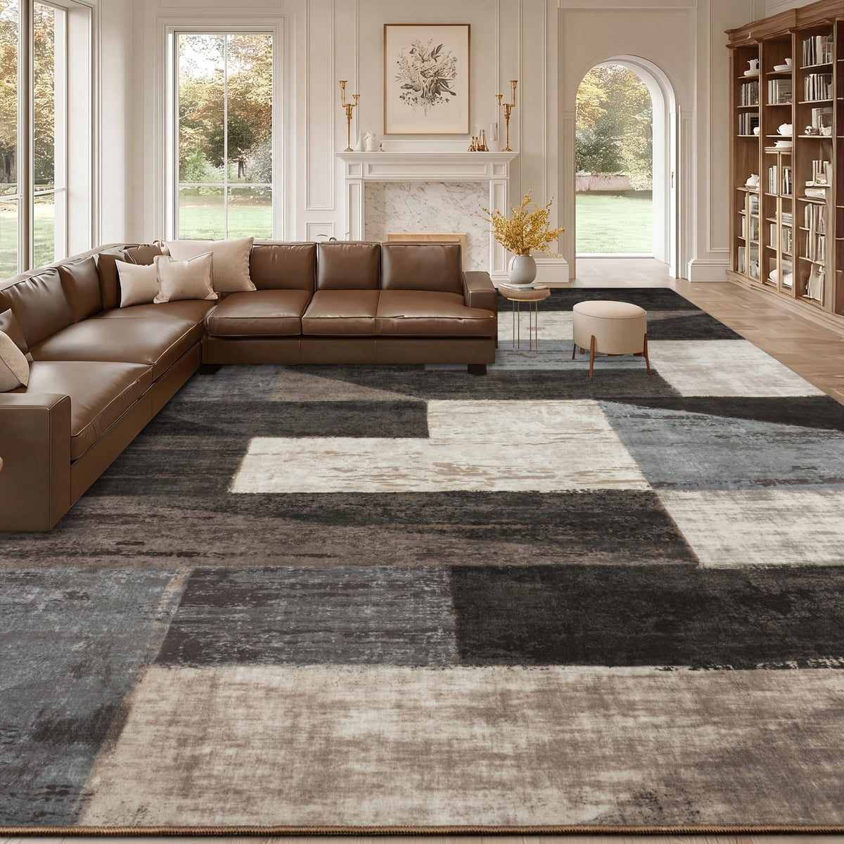 Mugorn Modern Geometric Living Room Rug, Soft Washable 4x6 Area Rug