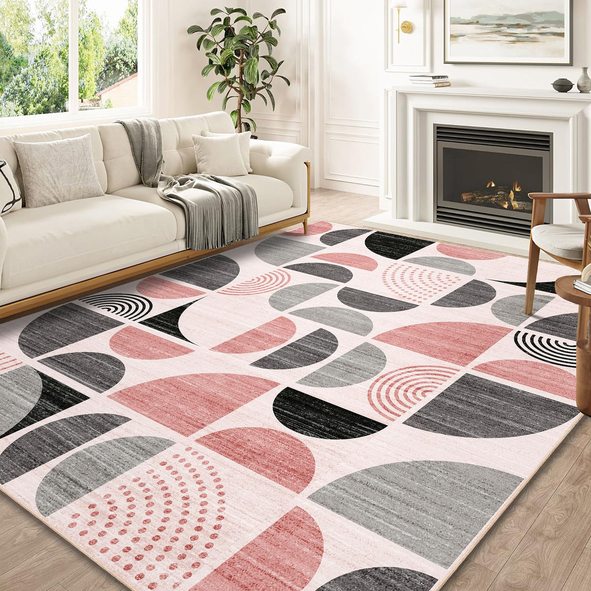 MUJOO 5x7 Area Rugs Washable,Boho Rugs Non Slip Modern Abstract Large
