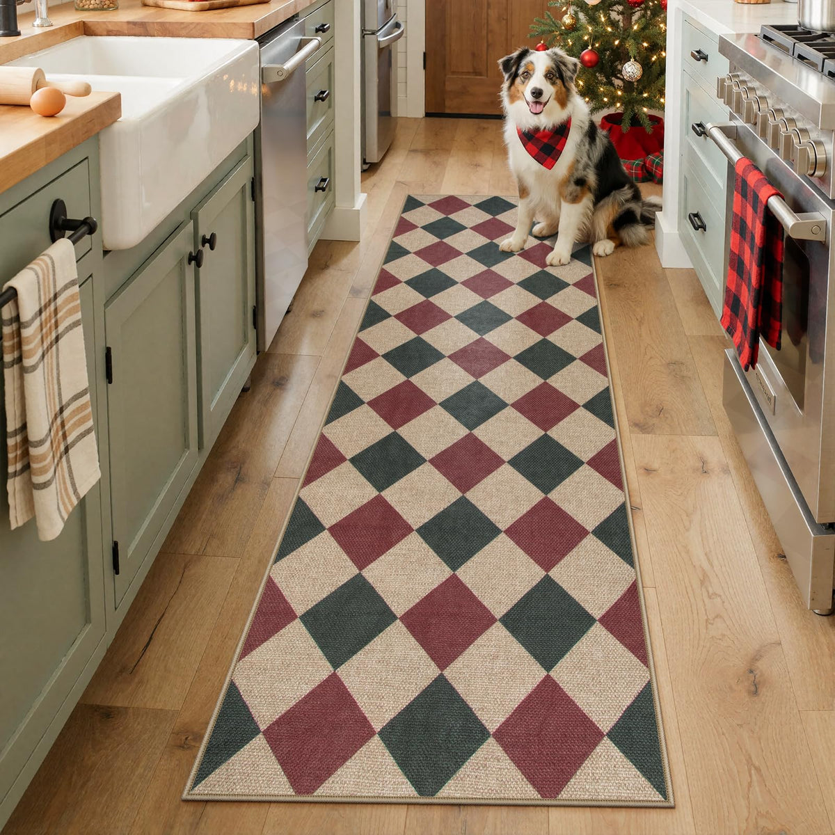 Lahome Checkered Easy Jute 5x7 Area Rugs, Washable Outdoor Patio Rug for Living Room Diamond Indoor Outdoor Carpet, Farmhouse Geometric Non Slip Black Carpet for Backyard Dining Room