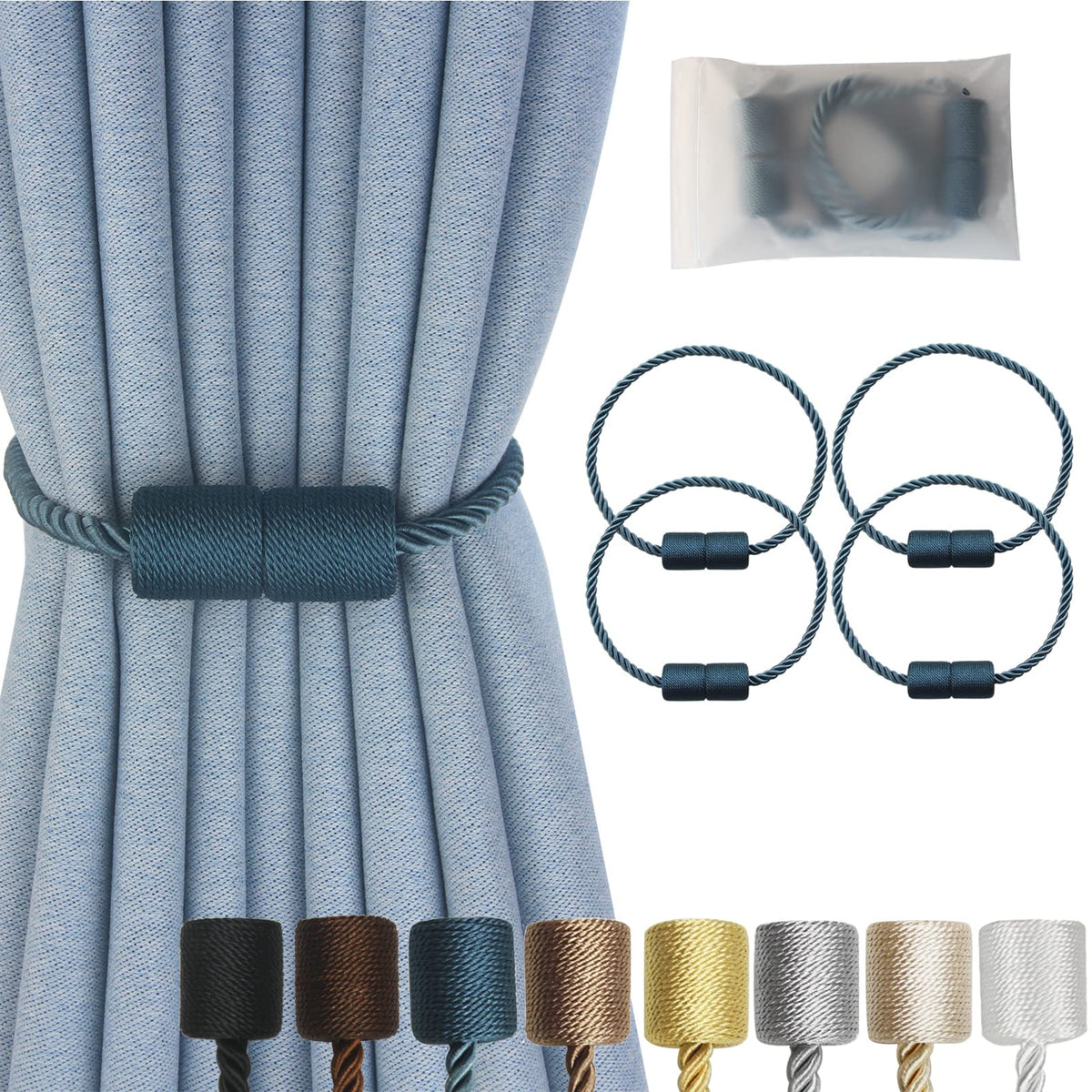 Magnetic Curtain Tiebacks Decorative Holdbacks Rope Tie Back Drapes Hangtty
