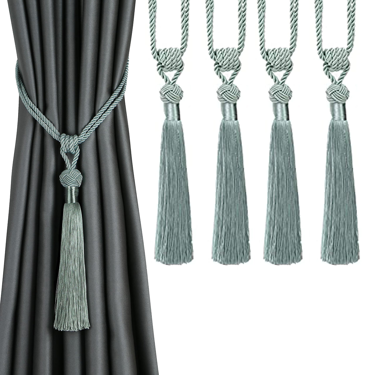 BEL AVENIR 2 Pack Curtain Tiebacks Hand-Woven Tassels Holdbacks