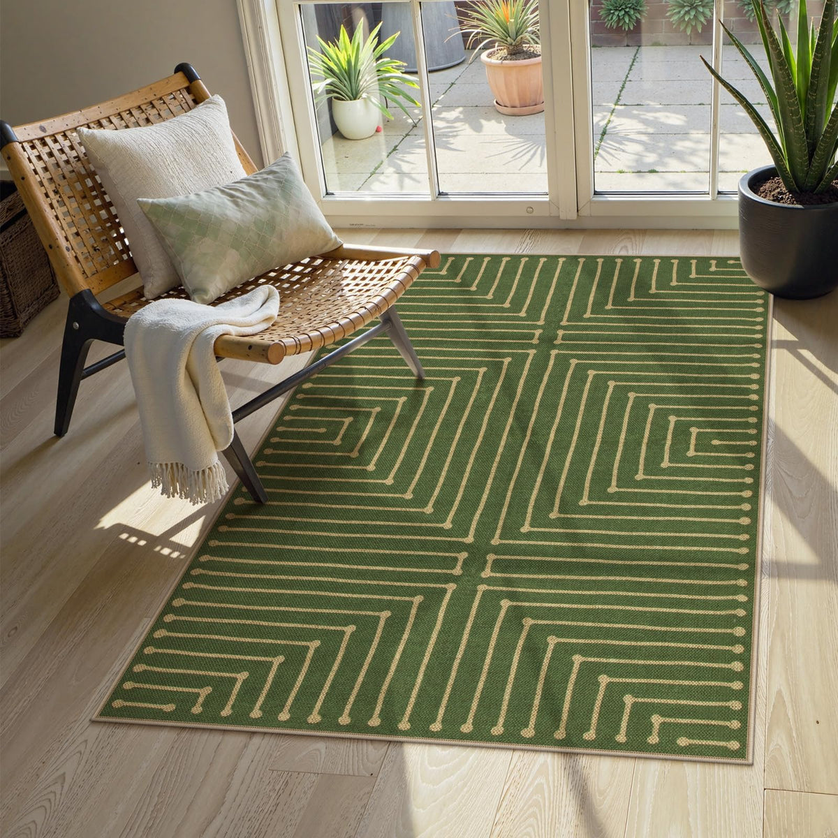 Lahome Modern Rainbow Easy Jute Carpet, Washable 5x7 Area Rugs for Living Room Patio Black Farmhouse Indoor Outdoor Rugs, Contemporary Natural Non Slip Floor Carpet for Office RV Backyard