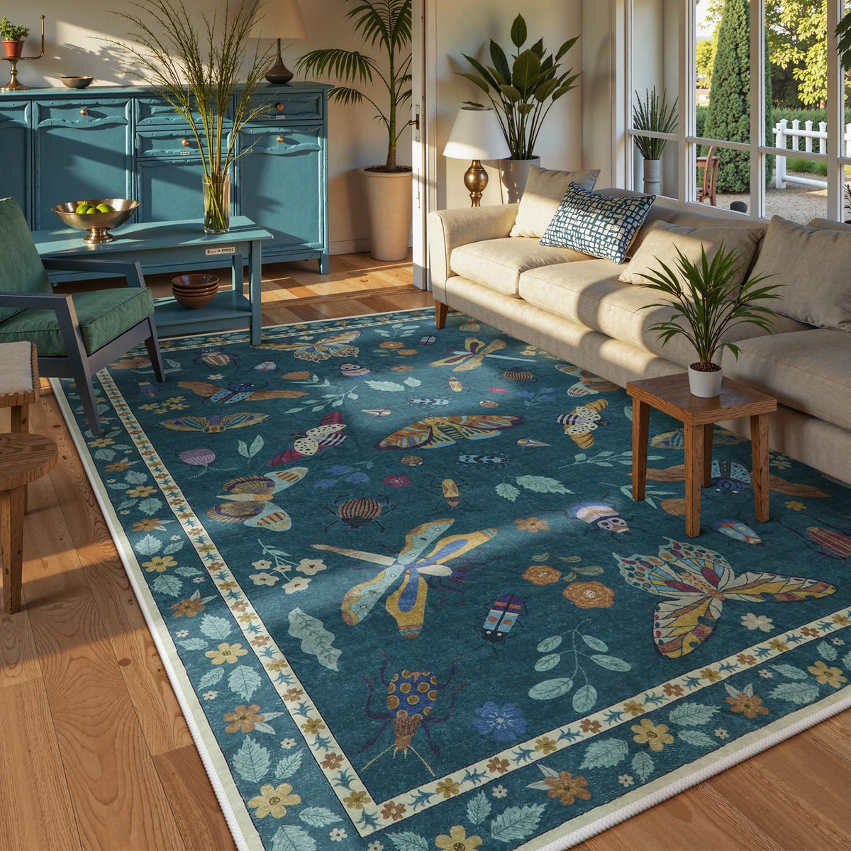 Lahome Insect 5x7 Area Rugs, Soft Bug Washable Rugs for Bedroom Living Room