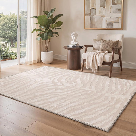 Bavni Zebra Print Rugs 5x7 Washable Area Carpet for Bedroom Living Room