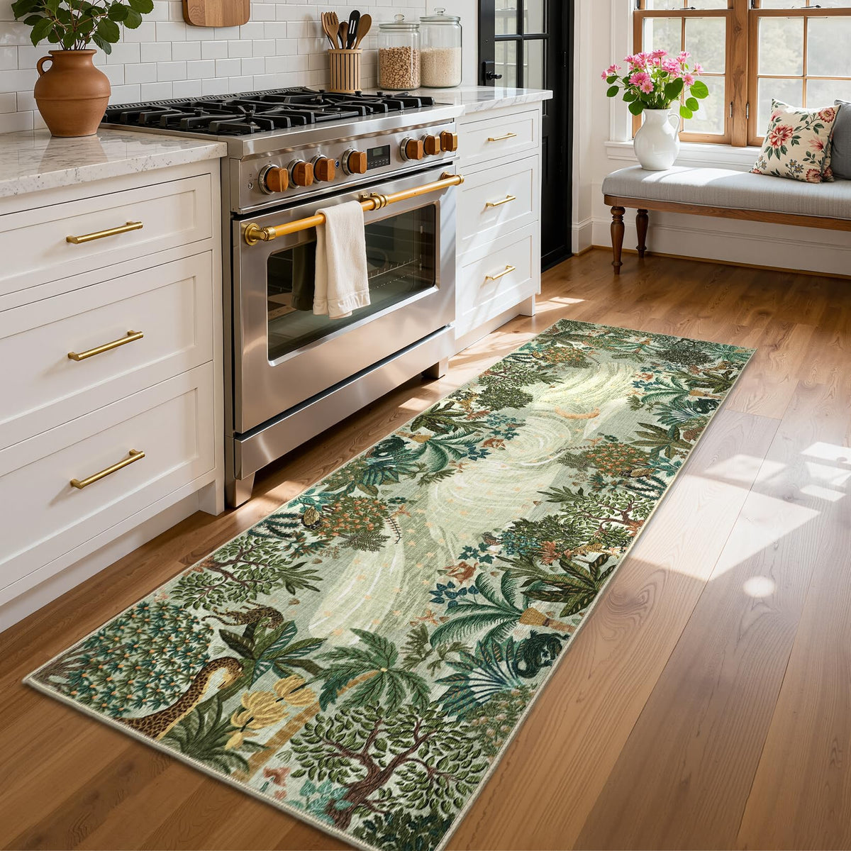 GarveeHome 5x7 Jungle Area Rug Washable Rugs for Living Room Bedroom, Soft Low Pile Non Slip Accent Floor Mat Animal Print Throw Rug Indoor Carpet Dining Room Playroom