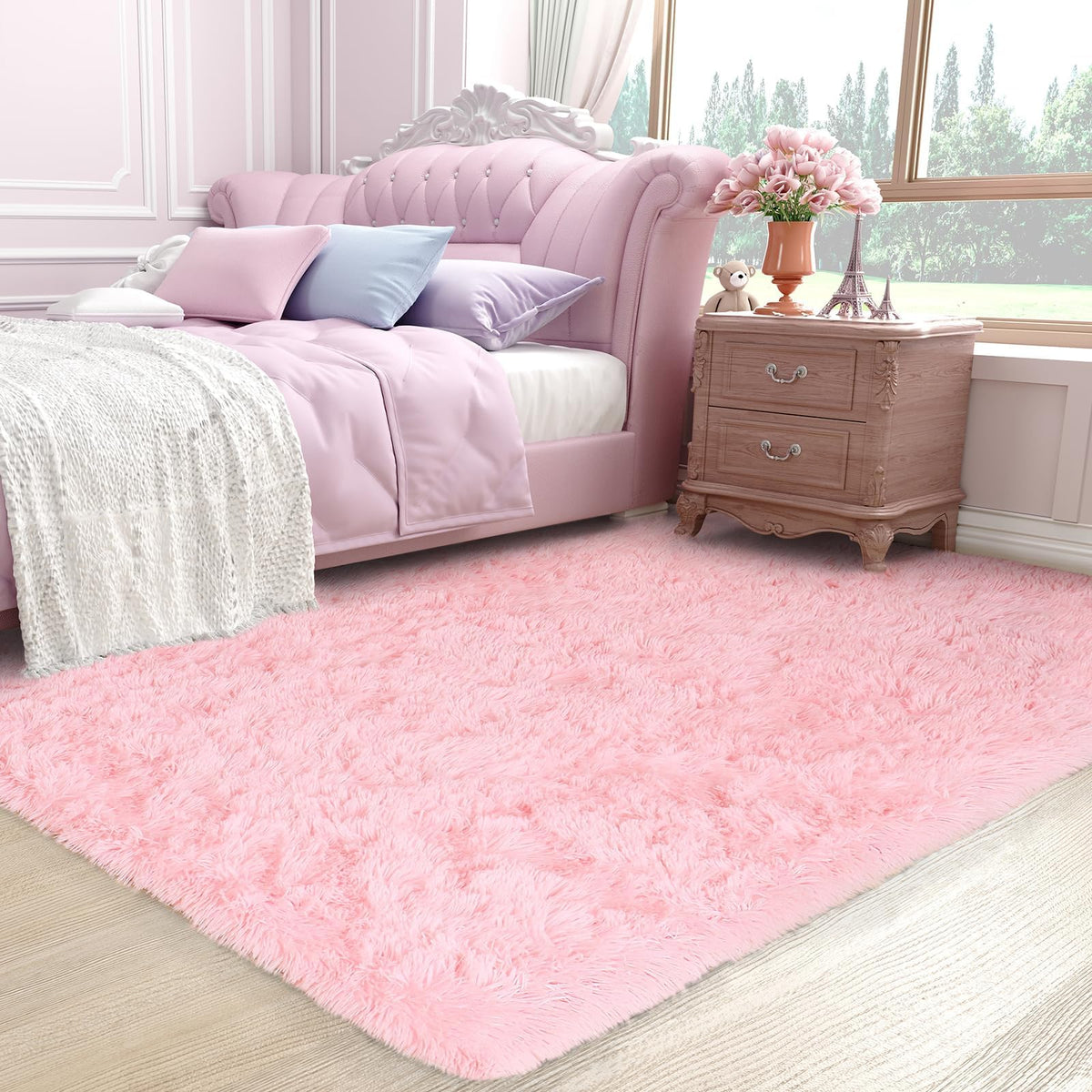 Ophanie Leopard Rugs for Bedroom Living Room, Cheetah Print Rug Fluffy Shag Large Fuzzy Plush Soft Throw,Large Shaggy Floor Faux Animal Throw 4x6 Carpets,Decor Aesthetic with Over 99 pcs Pile fibers